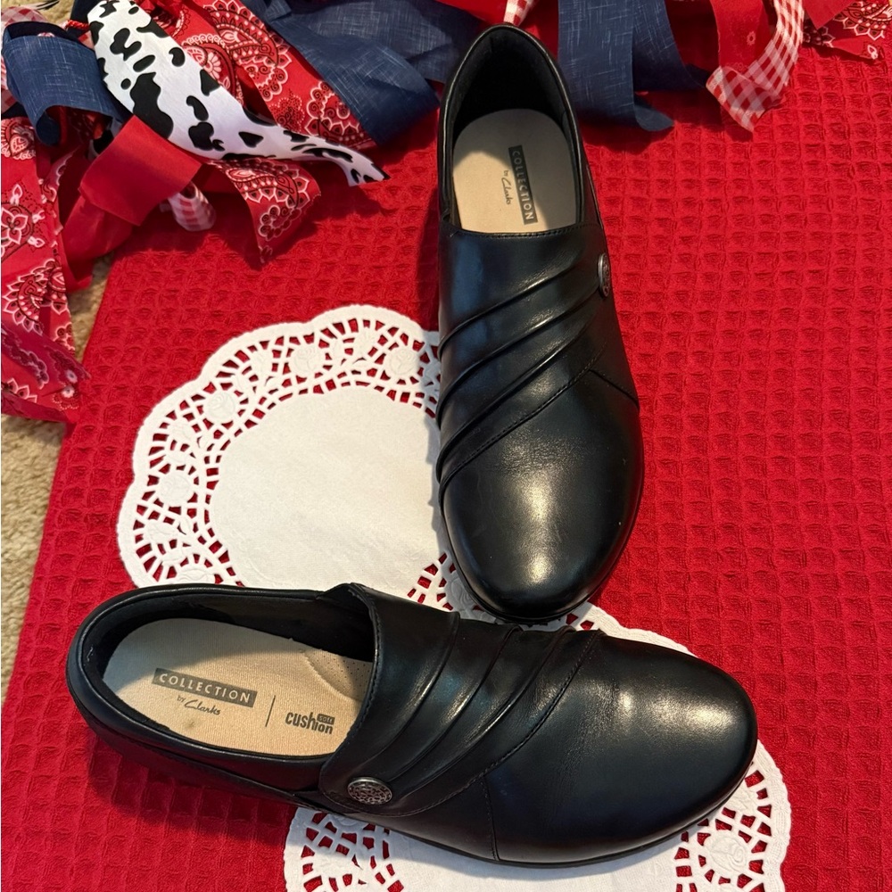 Clarks Black Leather Loafers